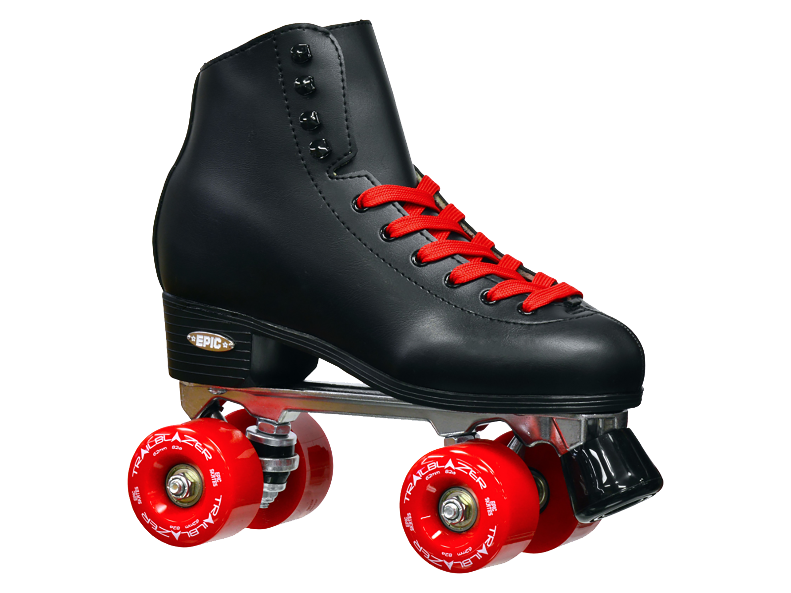 Epic Skates Classic High-Top Quad Roller Skates with Red Wheels Size 11 