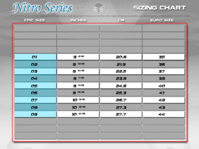 Epic Roller Skates Size Chart